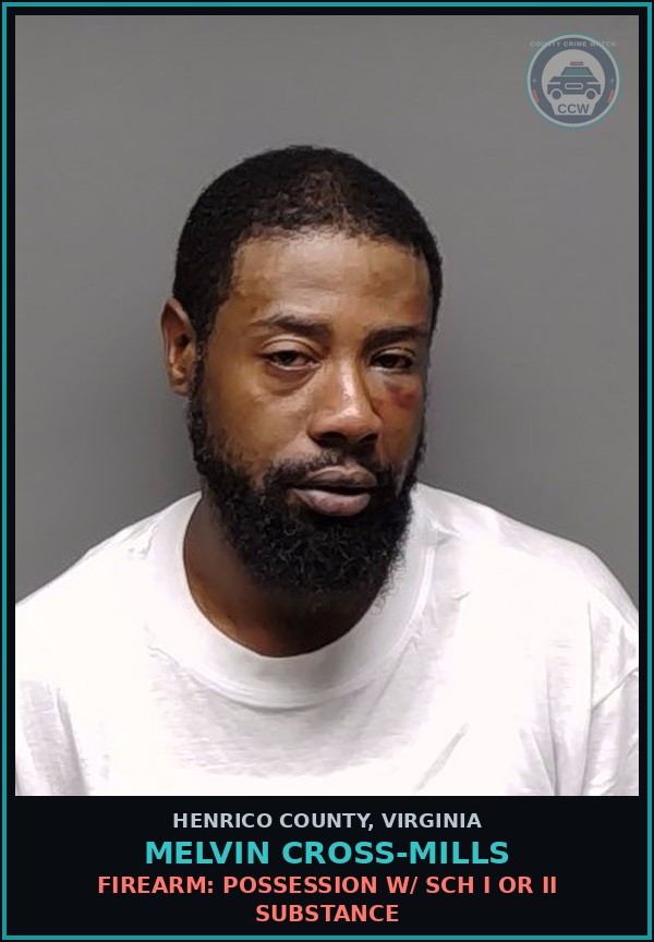 Booking mugshot of Melvin Cross-Mills in Henrico County