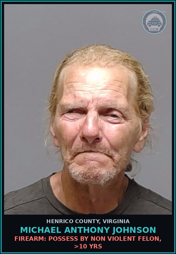 Booking mugshot of Michael Anthony Johnson in Henrico County
