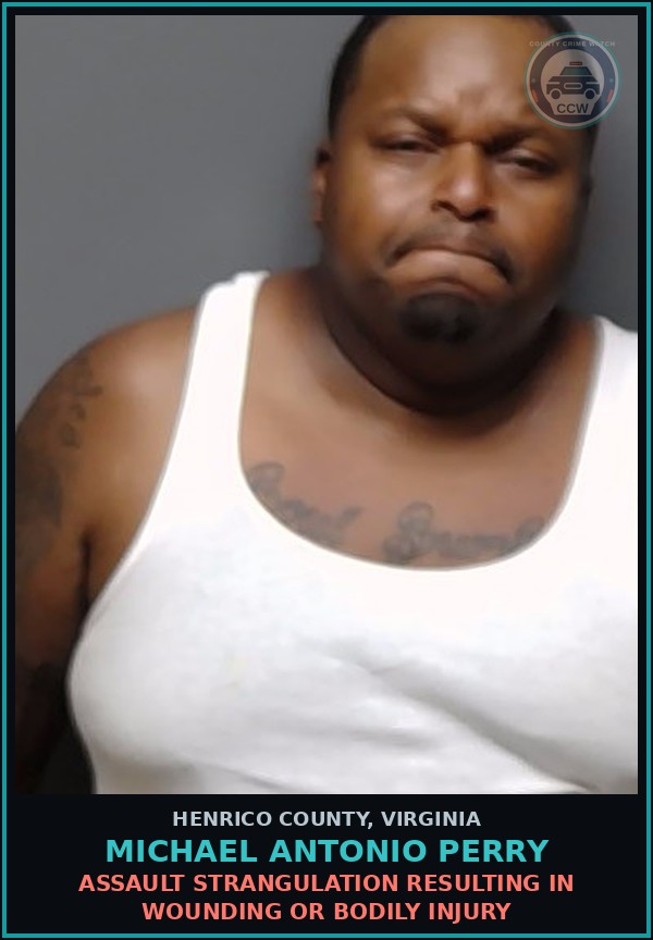 Booking mugshot of Michael Antonio Perry in Henrico County