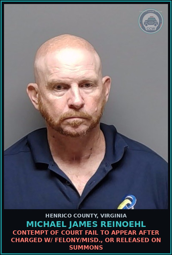 Booking mugshot of Michael James Reinoehl in Henrico County