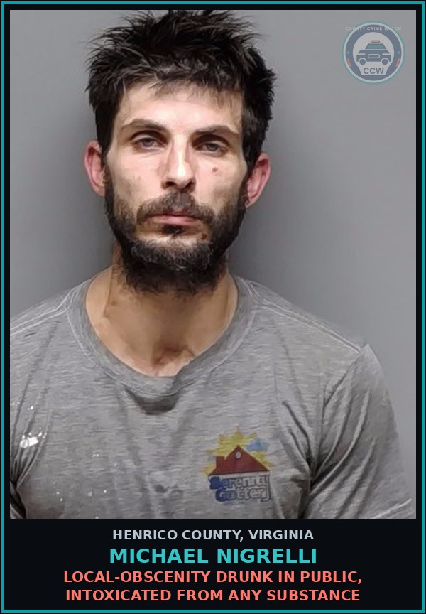 Booking mugshot of Michael Nigrelli in Henrico County