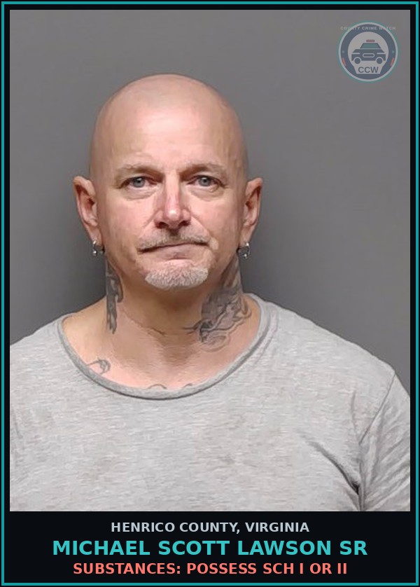 Booking mugshot of Michael Scott Lawson Sr in Henrico County