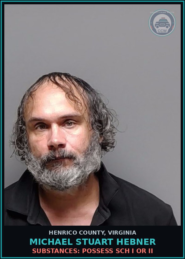 Booking mugshot of Michael Stuart Hebner in Henrico County