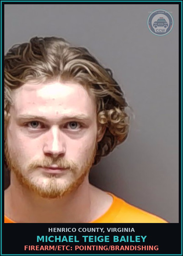 Booking mugshot of Michael Teige Bailey in Henrico County