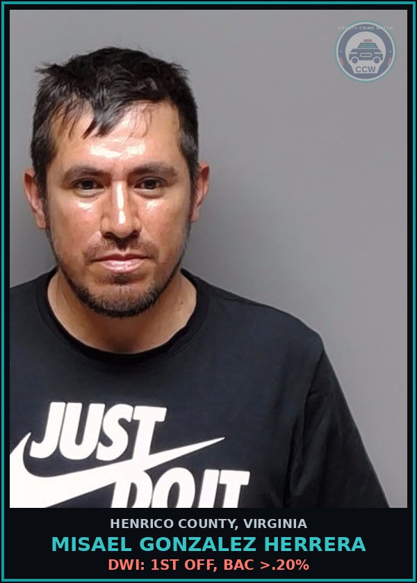 Booking mugshot of Misael Gonzalez Herrera in Henrico County