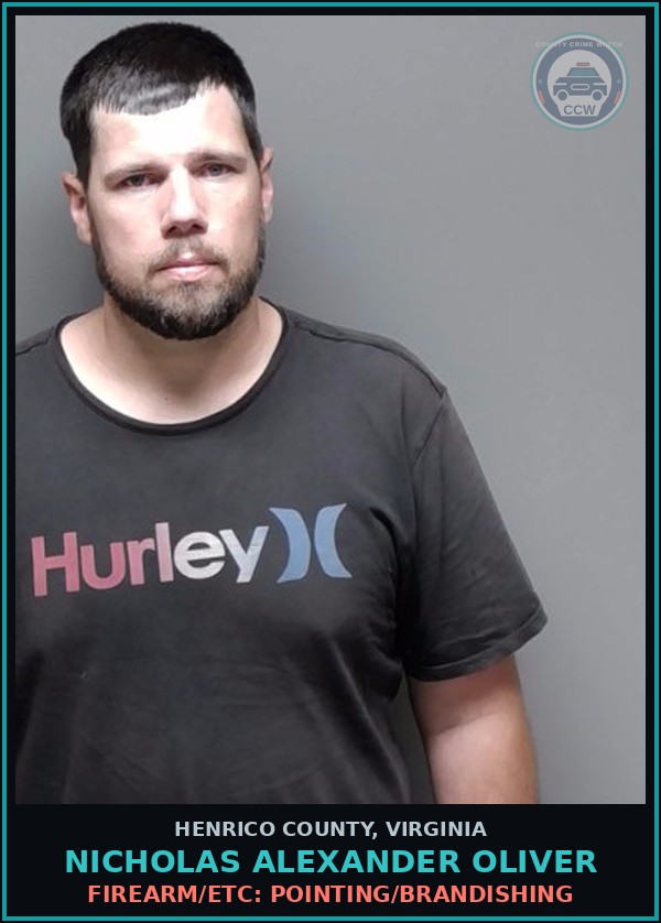 Booking mugshot of Nicholas Alexander Oliver in Henrico County