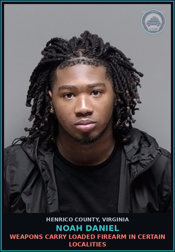 Booking mugshot of Noah Daniel in Henrico County