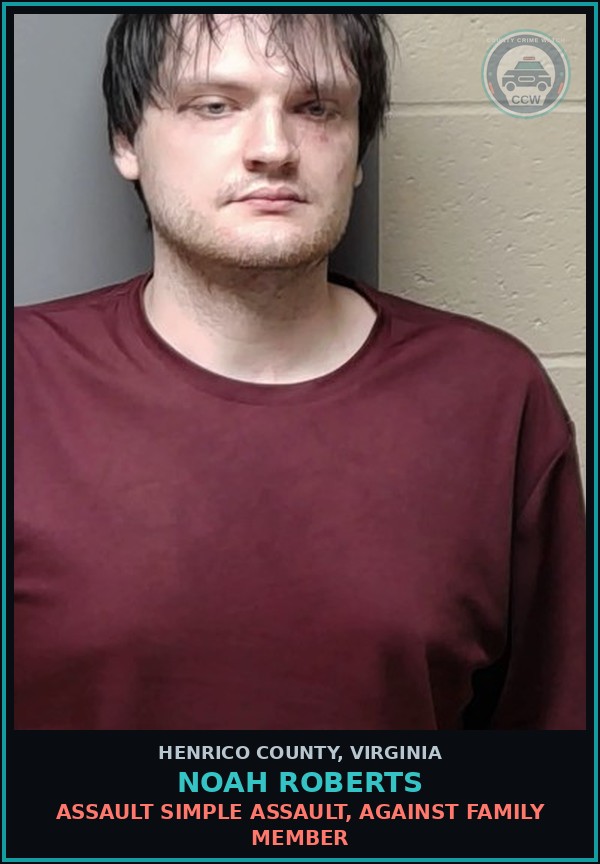 Booking mugshot of Noah Roberts in Henrico County