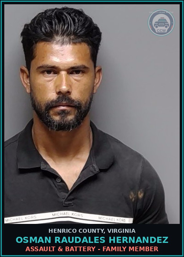Booking mugshot of Osman Raudales Hernandez in Henrico County