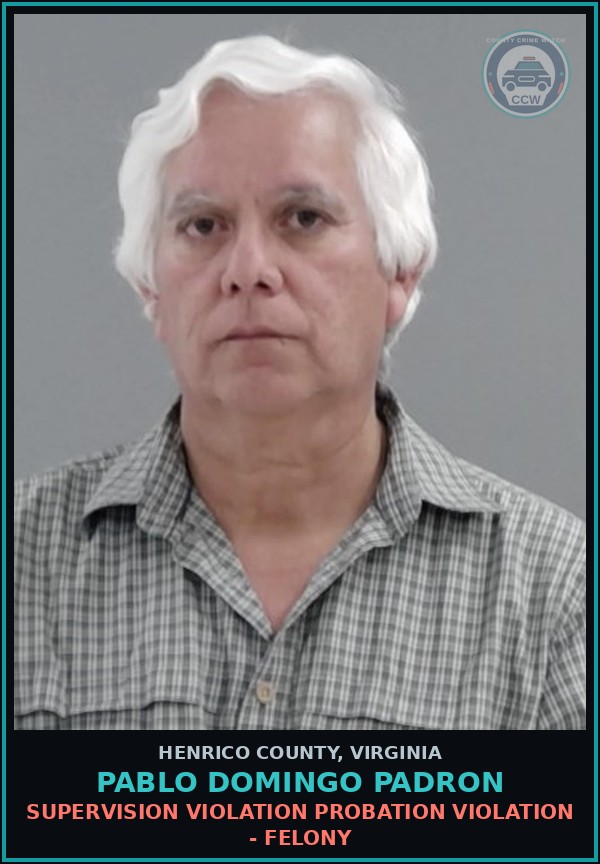 Booking mugshot of Pablo Domingo Padron in Henrico County