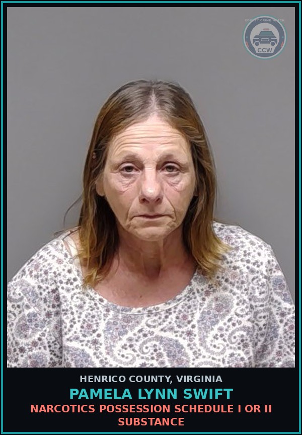 Booking mugshot of Pamela Lynn Swift in Henrico County