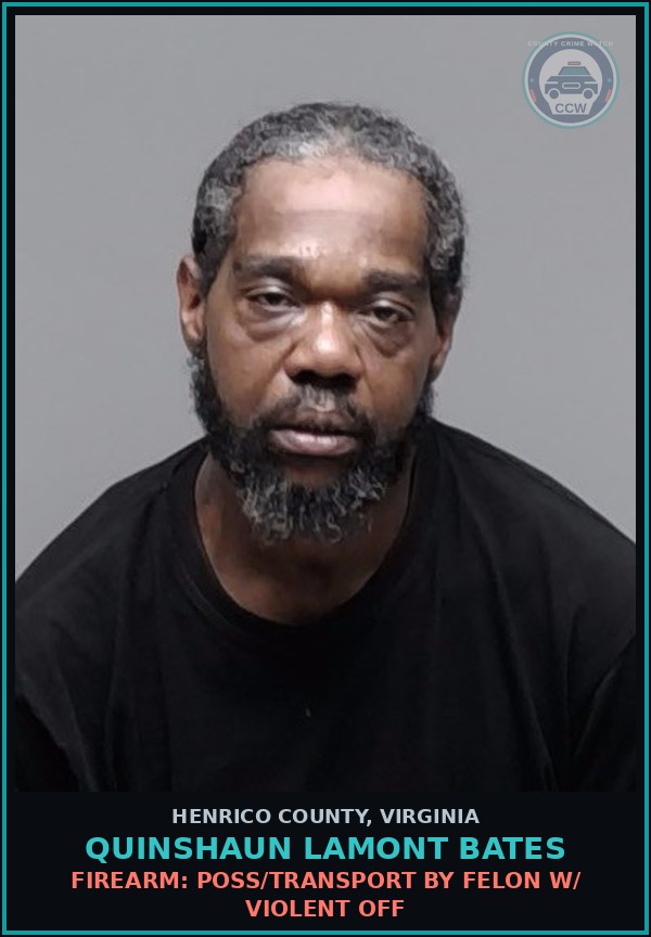 Booking mugshot of Quinshaun Lamont Bates in Henrico County