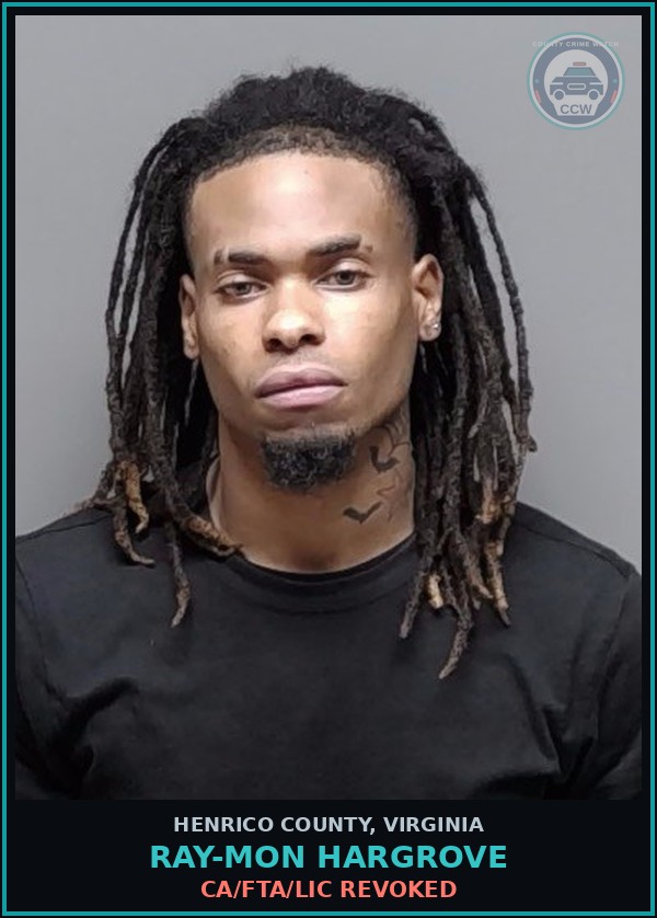Booking mugshot of Ray-Mon Hargrove in Henrico County