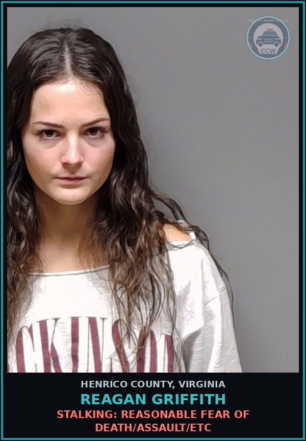 Booking mugshot of Reagan Griffith in Henrico County