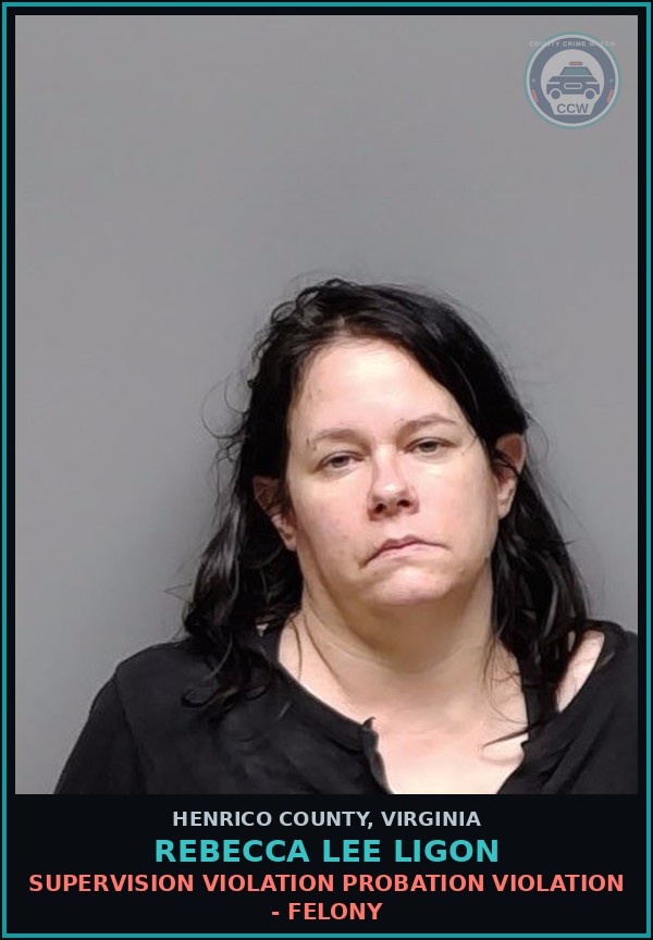 Booking mugshot of Rebecca Lee Ligon in Henrico County