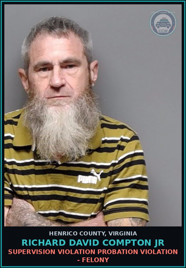 Booking mugshot of Richard David Compton Jr in Henrico County