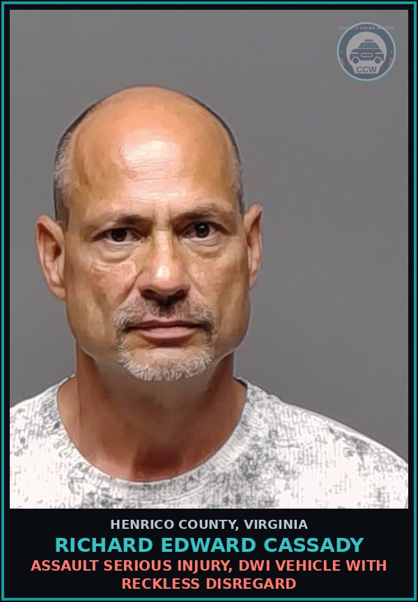 Booking mugshot of Richard Edward Cassady in Henrico County
