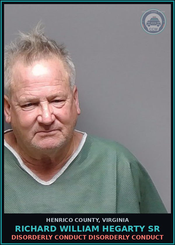 Booking mugshot of Richard William Hegarty Sr in Henrico County
