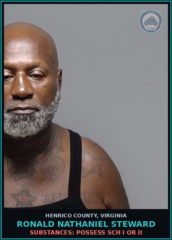 Booking mugshot of Ronald Nathaniel Steward in Henrico County