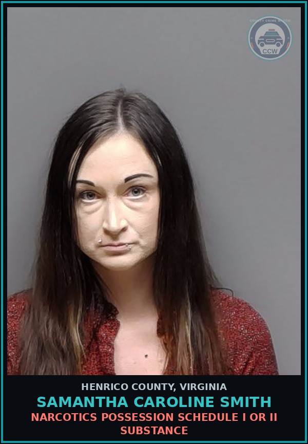 Booking mugshot of Samantha Caroline Smith in Henrico County