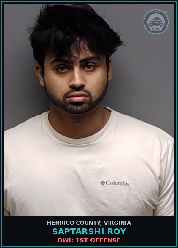 Booking mugshot of Saptarshi Roy in Henrico County