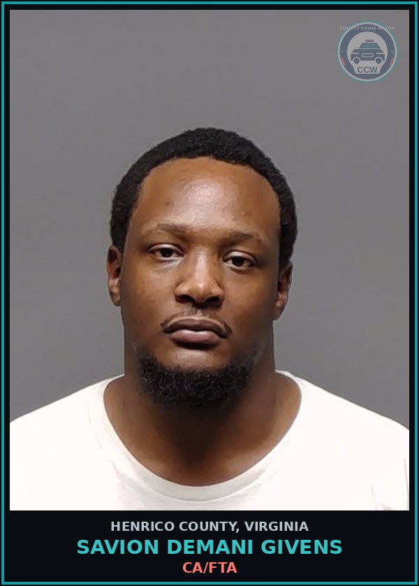 Booking mugshot of Savion Demani Givens in Henrico County