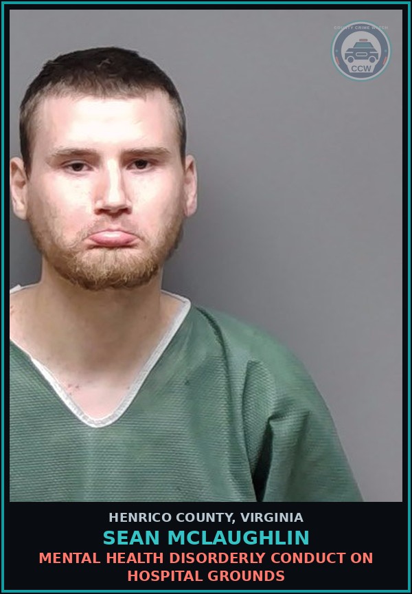 Booking mugshot of Sean Mclaughlin in Henrico County
