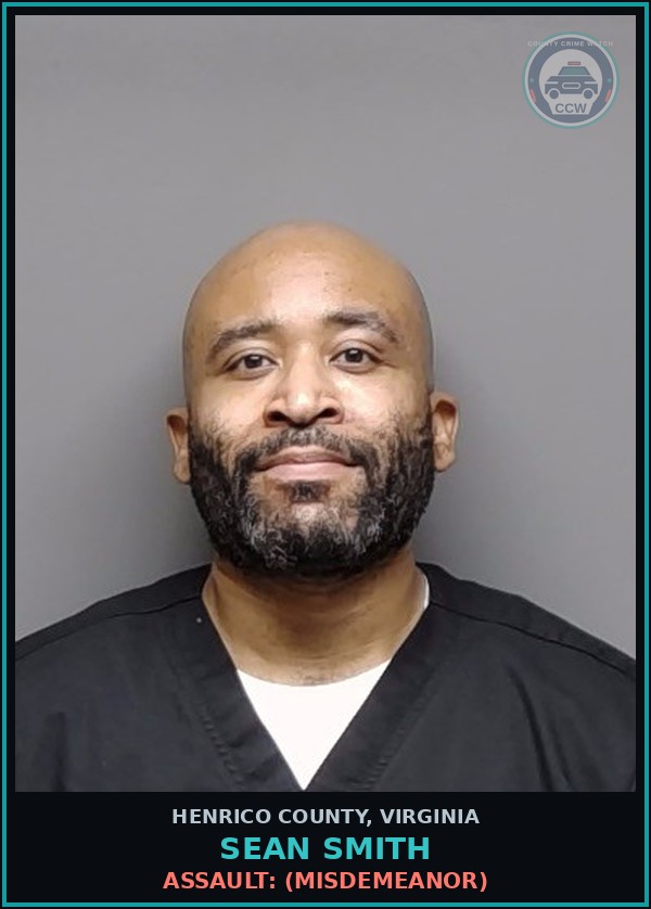 Booking mugshot of Sean Smith in Henrico County