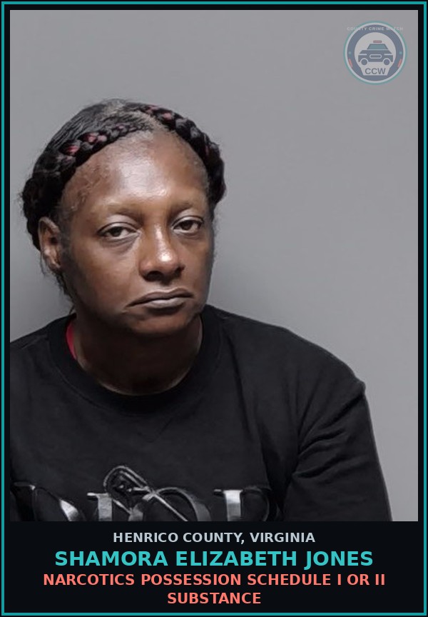 Booking mugshot of Shamora Elizabeth Jones in Henrico County