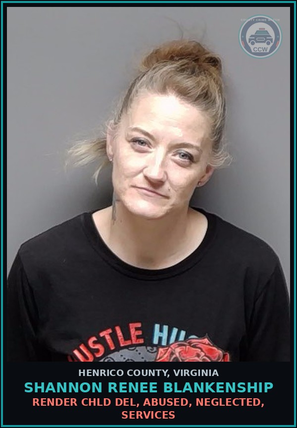 Booking mugshot of Shannon Renee Blankenship in Henrico County