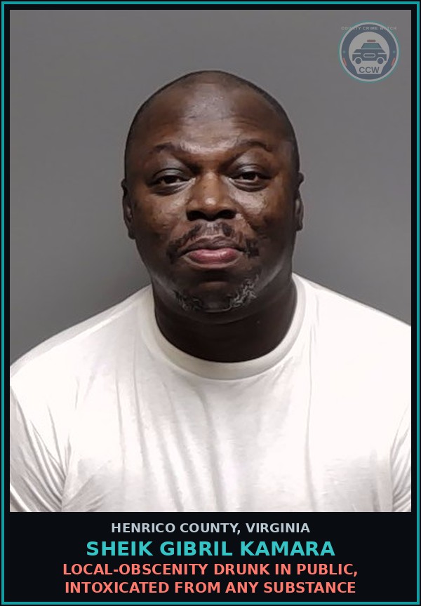 Booking mugshot of Sheik Gibril Kamara in Henrico County