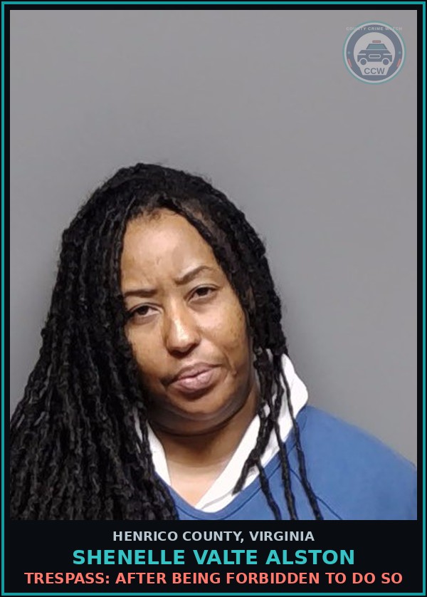 Booking mugshot of Shenelle Valte Alston in Henrico County