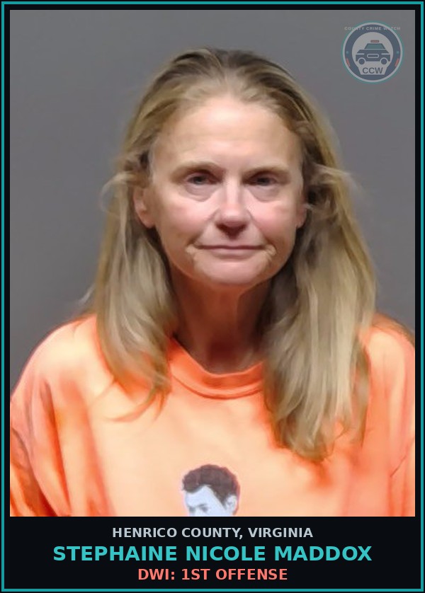 Booking mugshot of Stephaine Nicole Maddox in Henrico County