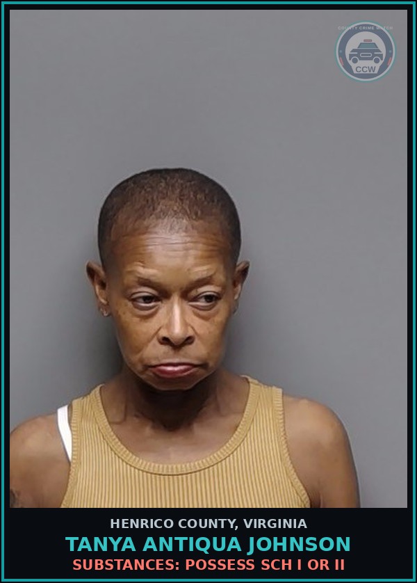 Booking mugshot of Tanya Antiqua Johnson in Henrico County