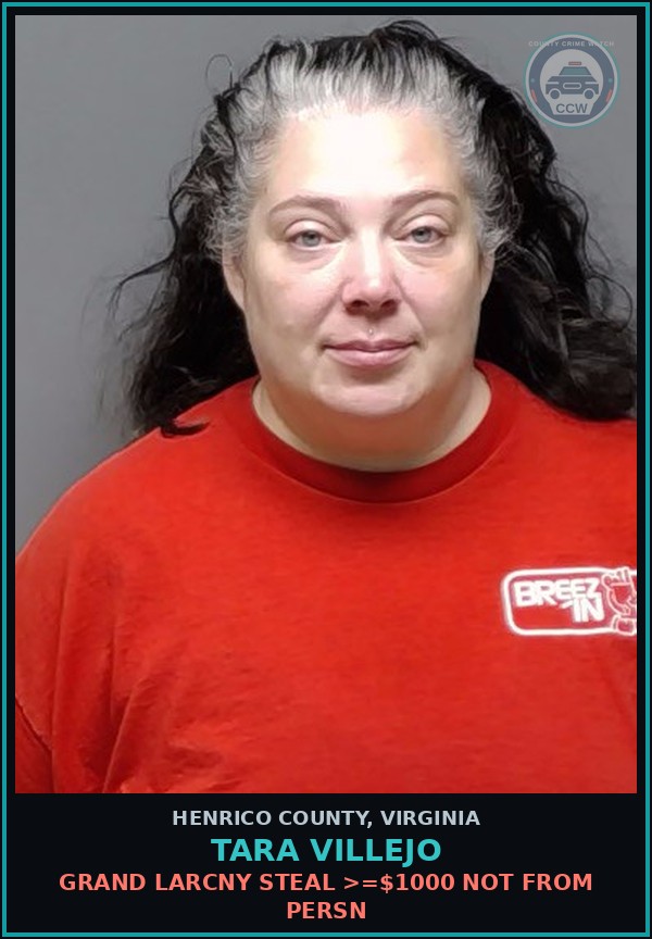 Booking mugshot of Tara Villejo in Henrico County
