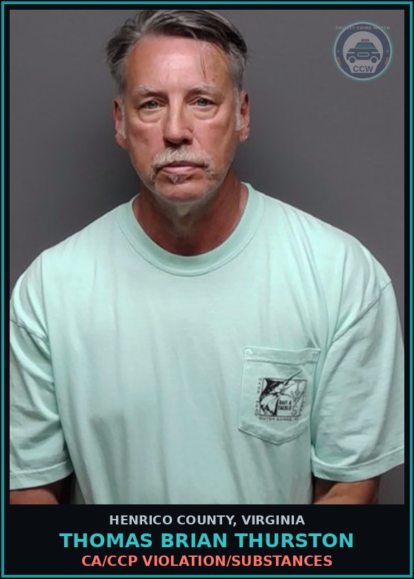 Booking mugshot of Thomas Brian Thurston in Henrico County