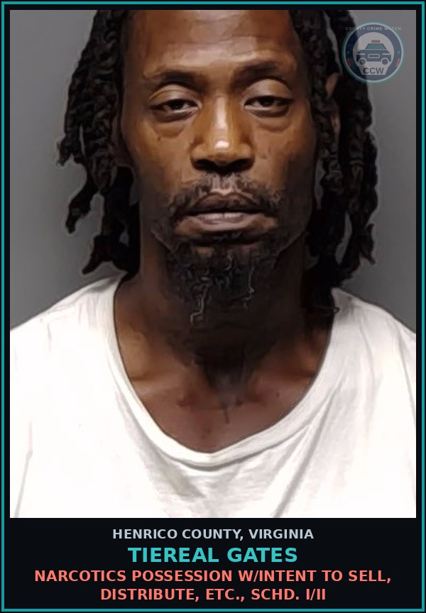 Booking mugshot of Tiereal Gates in Henrico County
