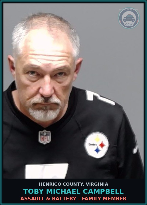Booking mugshot of Toby Michael Campbell in Henrico County