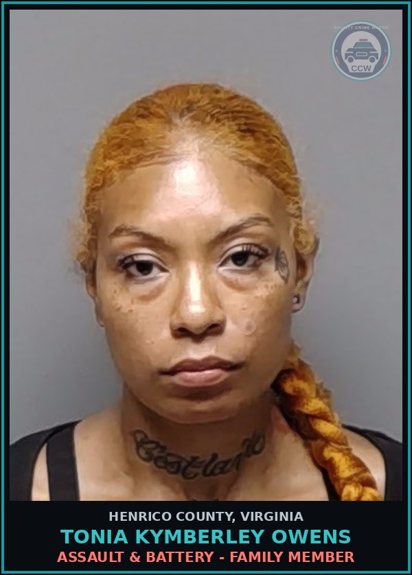Booking mugshot of Tonia Kymberley Owens in Henrico County
