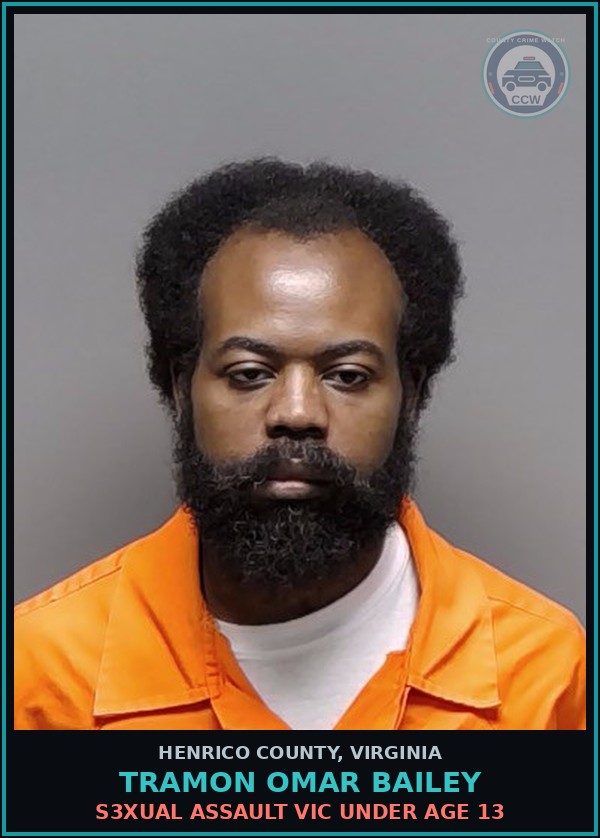 Booking mugshot of Tramon Omar Bailey in Henrico County