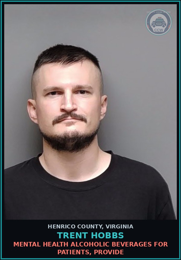 Booking mugshot of Trent Hobbs in Henrico County