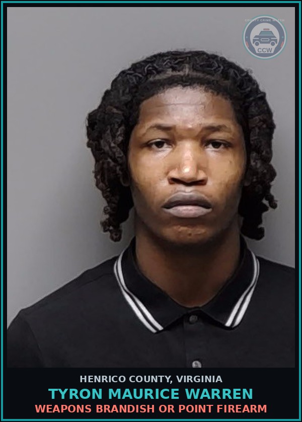 Booking mugshot of Tyron Maurice Warren in Henrico County
