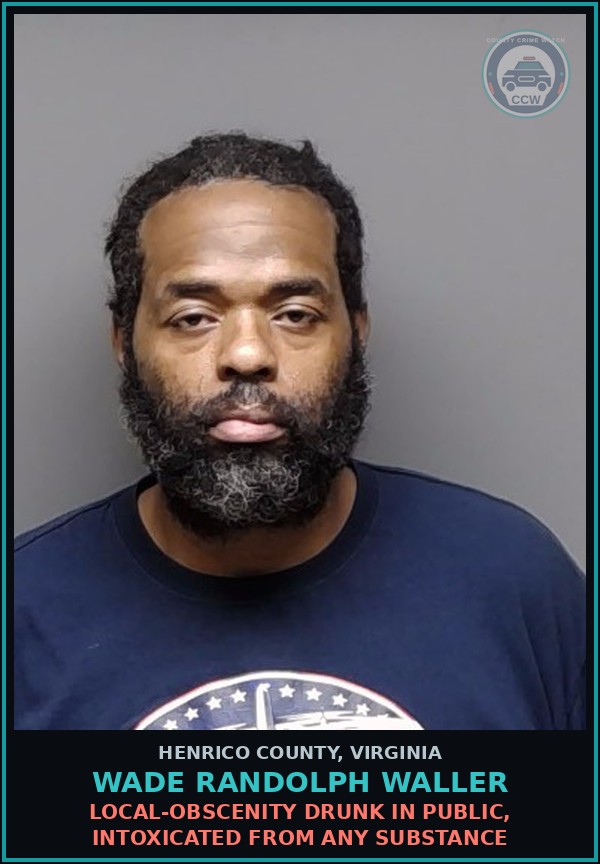 Booking mugshot of Wade Randolph Waller in Henrico County