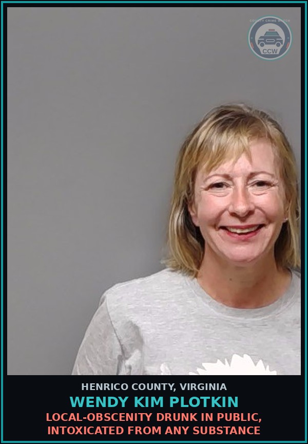 Booking mugshot of Wendy Kim Plotkin in Henrico County