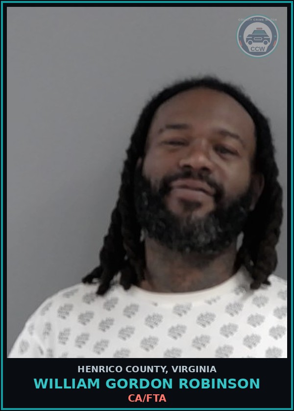 Booking mugshot of William Gordon Robinson in Henrico County