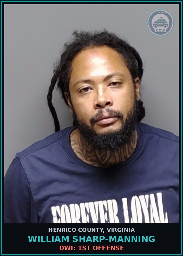 Booking mugshot of William Sharp-Manning in Henrico County