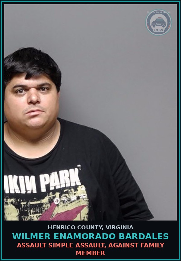 Booking mugshot of Wilmer Enamorado Bardales in Henrico County
