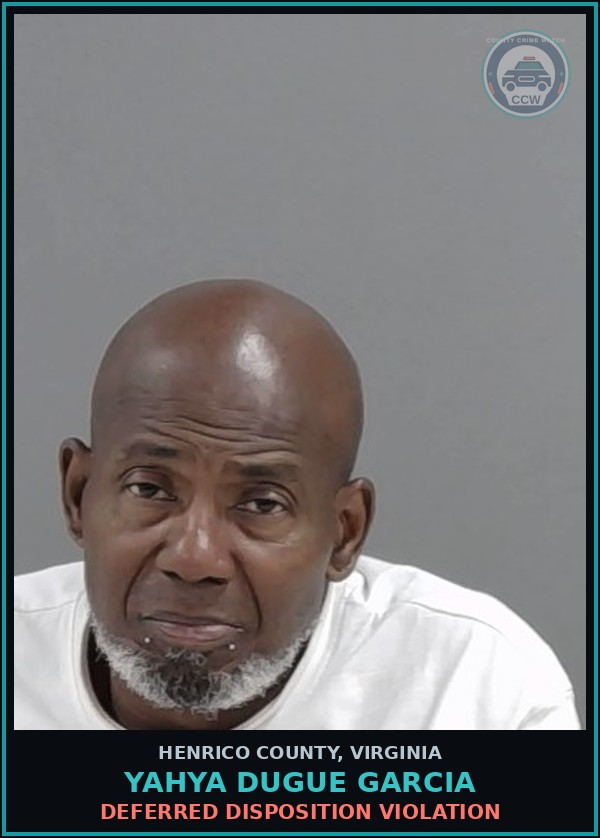 Booking mugshot of Yahya Dugue Garcia in Henrico County