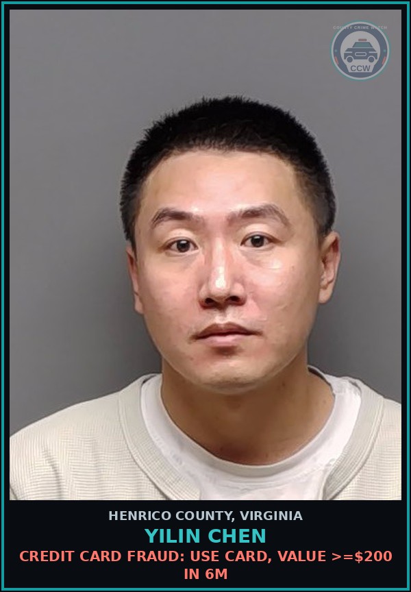 Booking mugshot of Yilin Chen in Henrico County