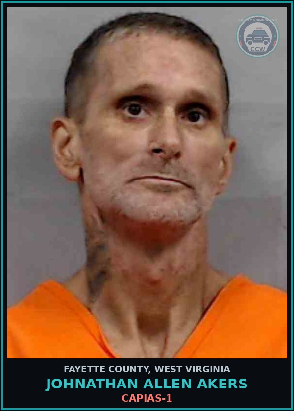 Booking mugshot of Johnathan Allen Akers in Fayette County